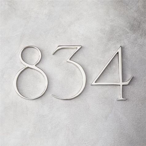 Modern Colonial Exterior, Traditional House Numbers, Modern Black House, Number Ideas, Modern Colonial, Metal House Numbers, Modern Serif Fonts, Modern House Number, Modern Serif