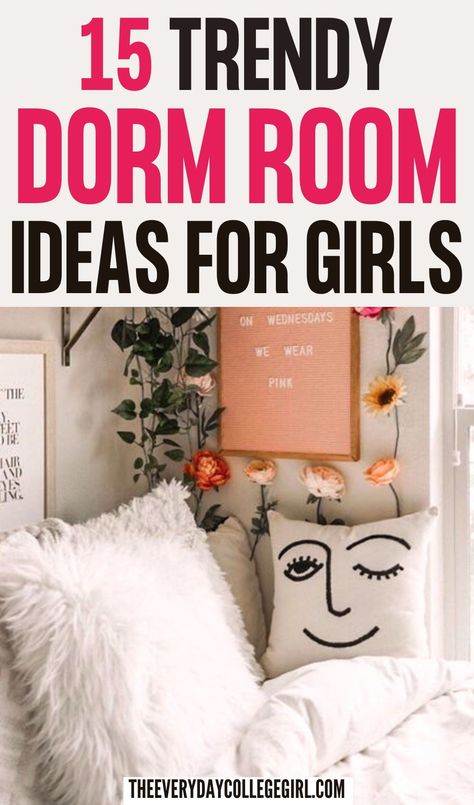 Looking for the cutest college dorm room ideas to elevate your space? This post features the best and most charming dorm room ideas for girls that are sure to make your room uniquely stylish! Girls College Dorm Room Ideas, Girls Dorm Room Ideas, Trendy Dorm Room Ideas, Dorm Room Food, Dorm Room Ideas For Girls, Best College Dorms, Room Ideas For Girls, Trendy Dorm Room, Girl College Dorms