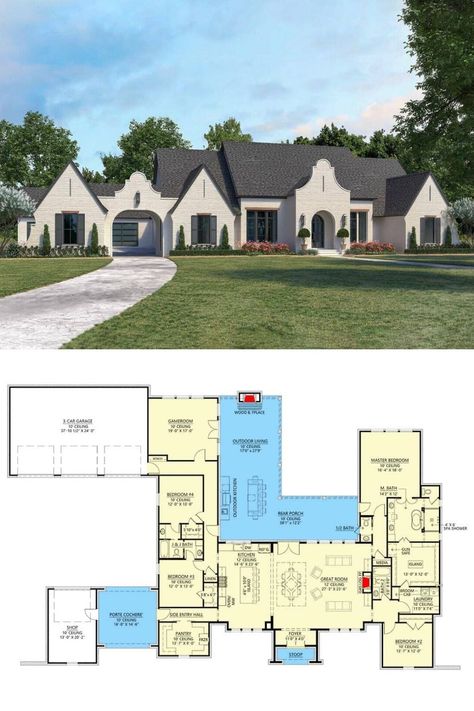 Single Story Mansion Floor Plan, 4 Bedroom Ranch House Plans One Story, Single Story Luxury Homes Floor Plans, Modern Acadian House Plans, 4 Bedroom One Story House Plans With Game Room, Single Story House Floor Plans 4 Bedroom Modern, 4 Bedroom Single Story Open Floor Plan, One Story Luxury House Plans, 1 Level House Plans Open Floor 4 Bedroom