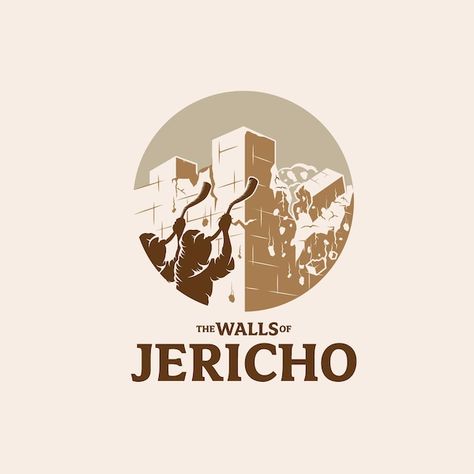 The walls of jericho symbol | Premium Vector #Freepik #vector #silhouette-logo #logo-illustration #vintage-logo #old-logo Wall Of Jericho, The Walls Of Jericho, Graphic Designer Ideas, Book Of Joshua, Walls Of Jericho, Silhouette Logo, Vector Silhouette, Church Graphic Design, Bible Study Tools