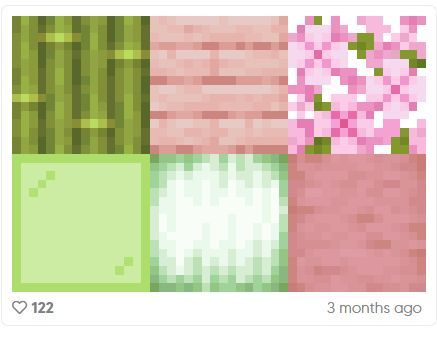 Cute Love Minecraft Builds, Minecraft Blocks Palette, Minecraft Color Pallets, Minecraft Build Palette, Block Pallet Ideas Minecraft, Minecraft Colour Palette, Cute Pink Minecraft House, Minecraft Palettes, Minecraft Palette