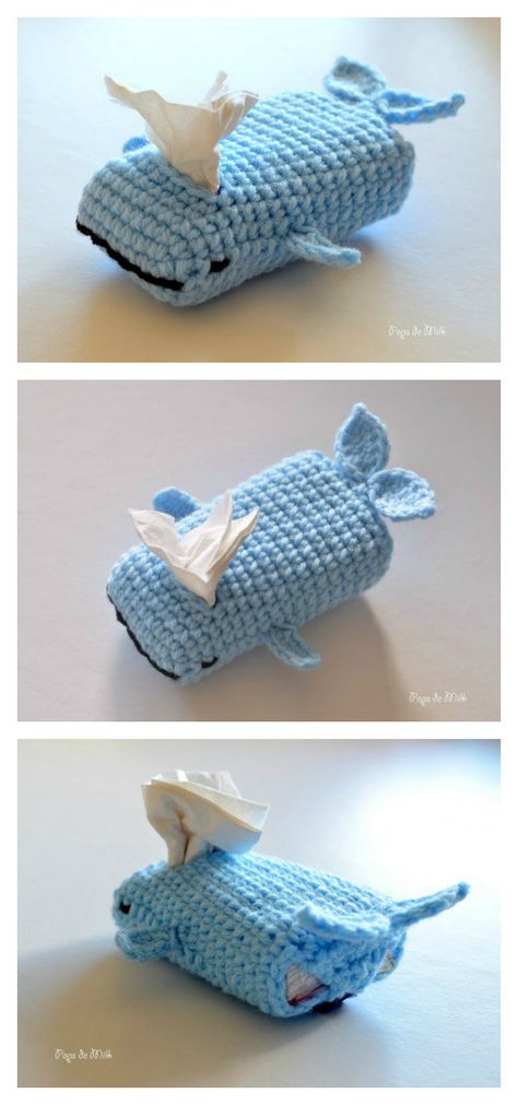 Whale Tissue Cozy Free Crochet Pattern Pola Amigurumi, Haken Baby, Fun Crochet Projects, Diy Crochet Projects, Free Crochet Patterns, Crochet Home, Tissue Box Covers, Crochet Accessories, Crochet Gifts