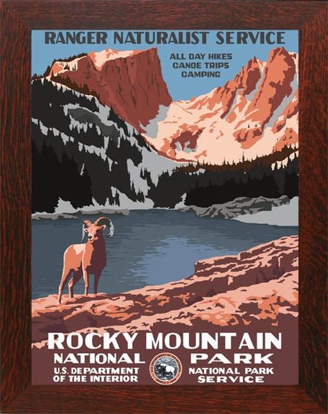 Wpa National Park Posters, Wpa Posters, Canoe Trip, National Parks Usa, National Park Posters, National Parks Trip, Rocky Mountain National, Rocky Mountain National Park, National Park Service