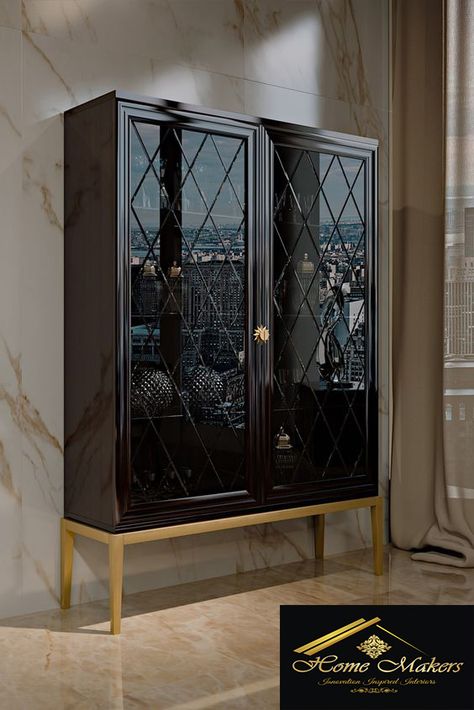 Yet again !! Immeasurably more!! 'Home Makers' got something personalized just for you!! The High End Luxury Italian Display Cabinet is simply stunning.  Distinct in style and made from the finest of materials, this luxurious design is a beautiful blend of classic Italian design and impeccable by ‘Home Makers’ A striking statement piece, it adds instant sophistication and elegance to any living space. To get similar warm feel for your place get in touch with Best Interior Designer @ 771 88888 77 Furniture Top View, Crockery Cabinet, Crockery Unit Design, Koti Diy, Crockery Unit, Cabinet Designs, White Furniture Living Room, Modern Buffet, Modern Cabinet