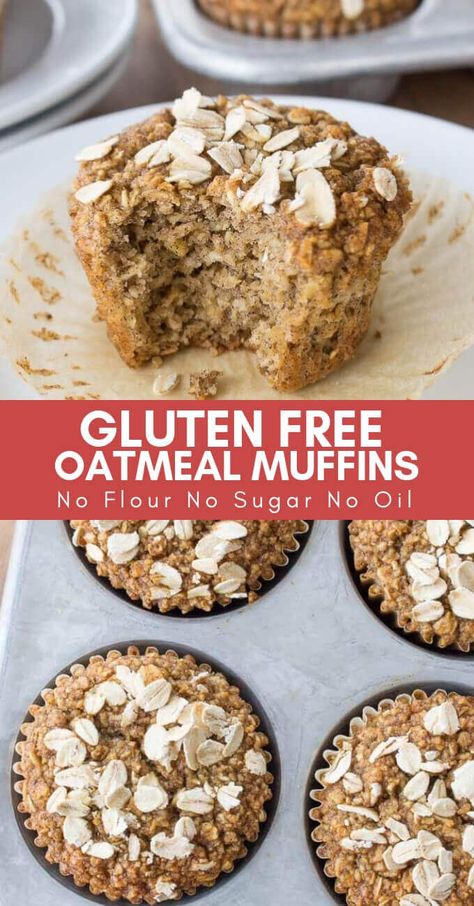 Healthy Oatmeal Muffins - Most muffins = junk food! This recipe uses no refined sugar, no oil & no flour. Must try! #glutenfree #sugarfree #nooil #oatmealmuffins #muffins #healthymuffins #brendid Gluten Free Oatmeal Muffins, Oatmeal Treats, Oatmeal Raisin Muffins, Oatmeal Muffins Healthy, Oatmeal Muffin Recipes, Raisin Muffins, Healthy Muffin, Banana Oatmeal Muffins, Cookies Gluten Free