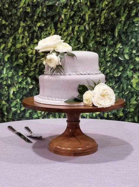 16" Wood Pedestal Polished Wooden Cake Stand |  Lincoln Nebraska Wedding | Elite Events Rental Cake Stands Wooden, Wood Cake Stand Wedding, Cake Stand Wood, Wood And Marble Cake Stand, Real Wood Cake Stand, Rustic Cake Stand Wood, Diy Farm Wedding, Farm Wedding Ceremony, Wood Wedding Cakes