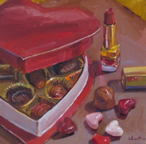 .. Chocolate Drawing, Art Alevel, Fine Art Painting Oil, Heart Shape Box, Food Painting, Art Diary, Collage Wall, Gift Art, Aesthetic Painting