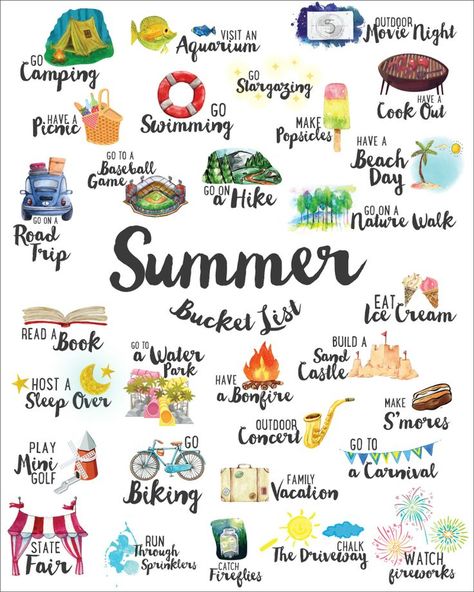 Summer Bucket List Make the most of this season and enjoy all that comes with it: the sun and heat, cool treats, cookouts, and all the water games! We’ve combined our favorite ideas into this Free Summer Bucket List which you can print and hang up wherever will best remind you of all the fun... Bucket List For Teens, Chelsea's Messy Apron, Bucket List Journal, Fall Bucket List, Summer Fun List, Summer Bucket List, Budget Planer, Summer Plans, Summer Road Trip