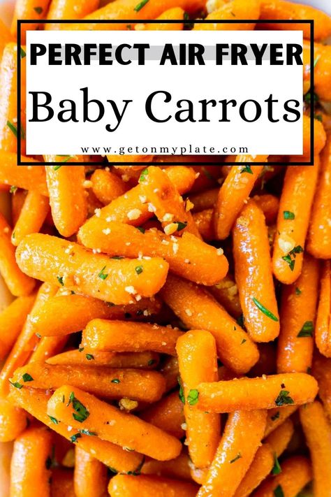 Air Fried Carrots, Baby Carrots Side Dish, Air Fryer Baby Carrots, Fried Carrots, Cooked Baby Carrots, Baby Carrot Recipes, Roasted Baby Carrots, Carrots Side Dish, Real Food Dinner