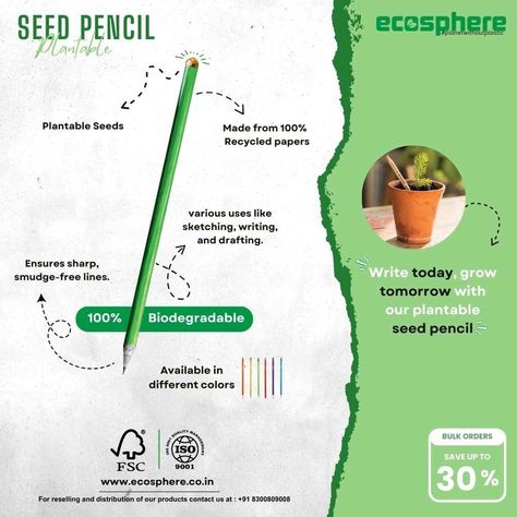 Check out our new offers on Seed Pencil Seed Pencil, Recycled Paper, Biodegradable Products, Different Colors, Seeds, Pencil, On Instagram, Quick Saves, Instagram