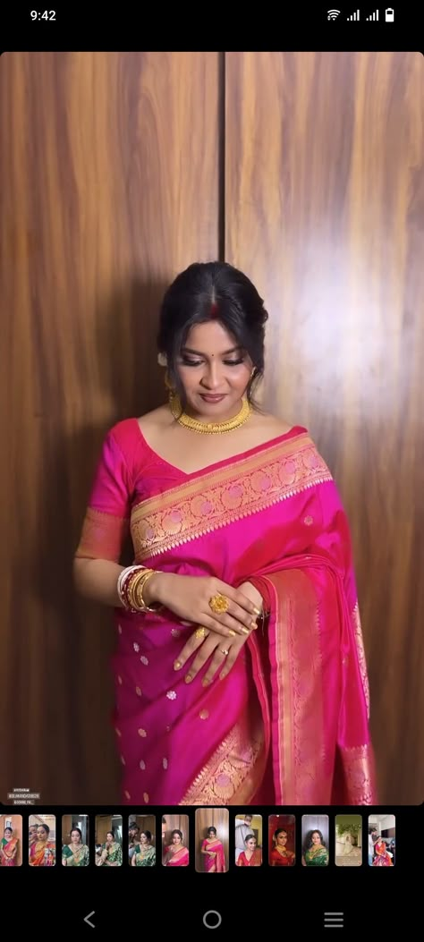 Newlywed Saree Look, Simple Jewellery For Saree, Bengali Wedding Look, Engagement Saree Look, Bengali Bride Reception Look, Bengali Marriage, Marriage Suit, Saree Photography, Brides Sister