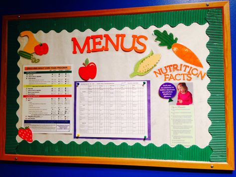 We have our menus displayed on this board. School Cafeteria Decorations, Cafeteria Bulletin Boards, School Lunchroom, Middle School Projects, Science Bulletin Boards, School Cafe, Middle School Science Classroom, Science Room, School Nutrition