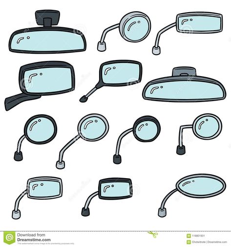 Car Mirror Drawing, Rear View Mirror Drawing, Mirror Vector, Mirror Drawings, Bike Mirror, Perspective Drawing Architecture, Cartoon Doodle, Drawing Architecture, Art Class Ideas