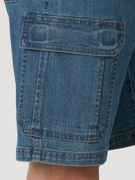 Wrangler® Men's Five Star Premium Denim Cargo Shorts Denim Cargo Shorts, Dark Denim Shorts, Western Shop, Wrangler Shorts, Western Women, Stretch Denim Shorts, Denim Cargo, Cargo Shorts Men, Shorts Jeans