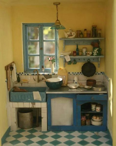 ☆ Room Box Miniatures, Mini Doll House, Dollhouse Miniatures Diy, Dolls House Interiors, Farm Kitchen, Miniature Rooms, Kitchen Stove, Mini Kitchen, Miniature Kitchen