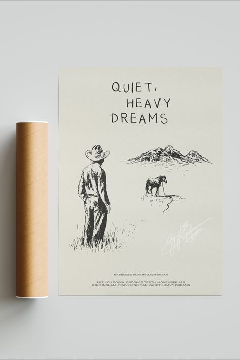 Zach Bryan Prints, Poor Room, Quiet Heavy Dreams, Zach Bryan Poster, Industrial Bed, Cowboy Tattoos, Retro Art Prints, Zach Bryan, New Poster