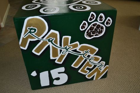 I have been hand painting cheer boxes since 1995. I have painted and continue to paint cheer boxes for schools in Orange County, Los Angeles County, San Diego County, Riverside County, and Nevada.... Cheerleading Boxes Designs, Cheer Crate Ideas, Cheer Box Ideas High School Football, Senior Cheer Box Ideas, Cheer Boxes To Stand On, Cheer Box Designs, Cheer Boxes Designs High School, Cheer Box Ideas High School, Cheer Box Ideas