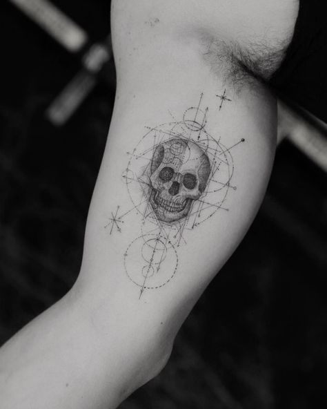 Skull Tattoo Meaning, Dr Woo Tattoo, Pirate Skull Tattoos, Indian Skull Tattoos, Dr Woo, Simple Skull, Tattoo Meanings, Tattoo Techniques, Single Needle Tattoo