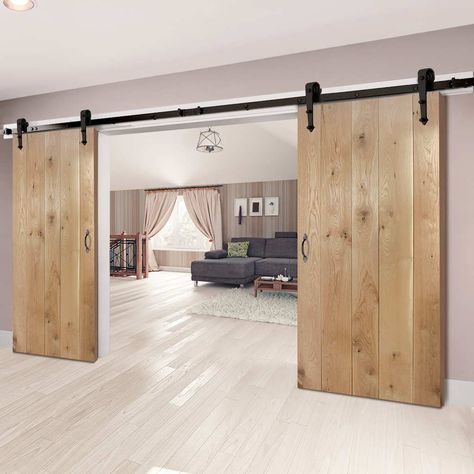 Thruslide Traditional Nostalgia Solid Oak F & L Sliding Double Door - Lifestyle Image.    #barn #sliding #doors Sliding Bedroom Doors, Sliding Doors Internal, Internal Sliding Doors, Barn Style Sliding Doors, Diy Sliding Barn Door, Interior Sliding Barn Doors, Double Sliding Doors, Double Barn Doors, Sliding Doors Interior