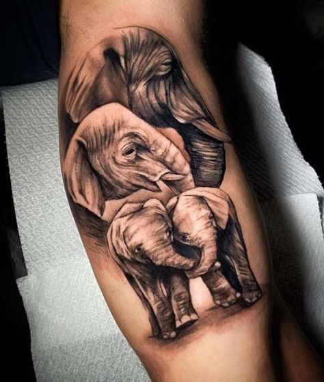 Elephant Tattoo Family, Family Drawing Tattoo Ideas, Family Drawing Tattoo, 3 Elephant Tattoo, Elephant Tattoo Stencil, Elephant Family Drawing, Realistic Elephant Tattoo, Good Family Tattoo, Simple Elephant Tattoo