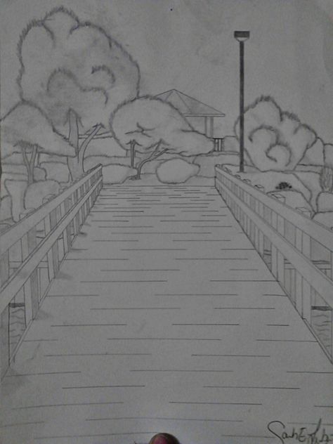 Bridge Sketch Simple, Bridge Drawing, Notebook Drawing, Sketches Simple, Rose Tutorial, Landscape Sketch, Bridge Building, Drawing Exercises, Simple Cartoon