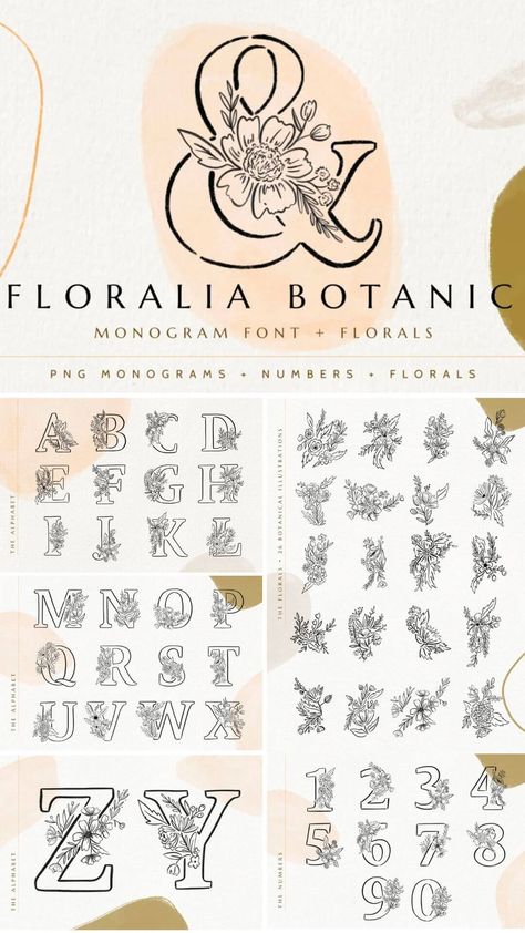 Best Fonts With Floral Designs For Your Next Project! 6 Halloween Calligraphy Hand Lettering, Calligraphy With Flowers, Canva Free Fonts, Floral Fonts, Happy Halloween Font, Font Ideas Alphabet, Halloween Fonts Alphabet, Letters Cursive, Attractive Fonts