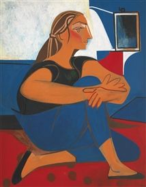 Françoise Gilot, ÉTUDE BLEUE, 1953, Made of Oil on board Francoise Gilot, Dora Maar, Georges Braque, Human Figure, Henri Matisse, Cubism, French Artists, Pablo Picasso, Art Moderne