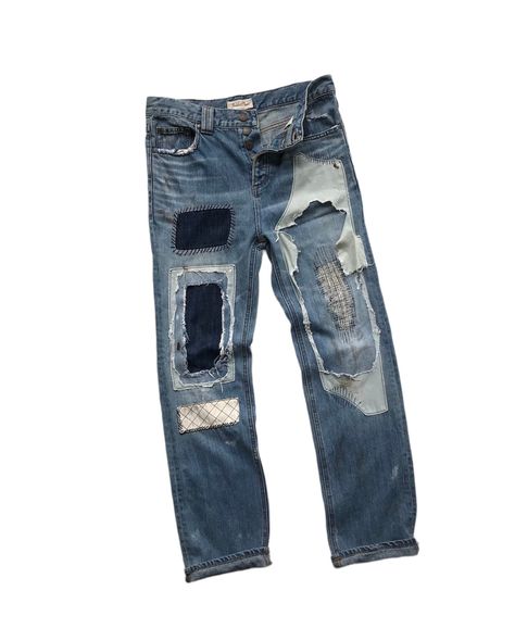 Mens Patchwork Jeans, Hand Patchwork, Rocker Fashion, Reworked Jeans, Ragged Jeans, Reworked Denim, Jeans Ripped, Vintage Patchwork, Patchwork Jeans