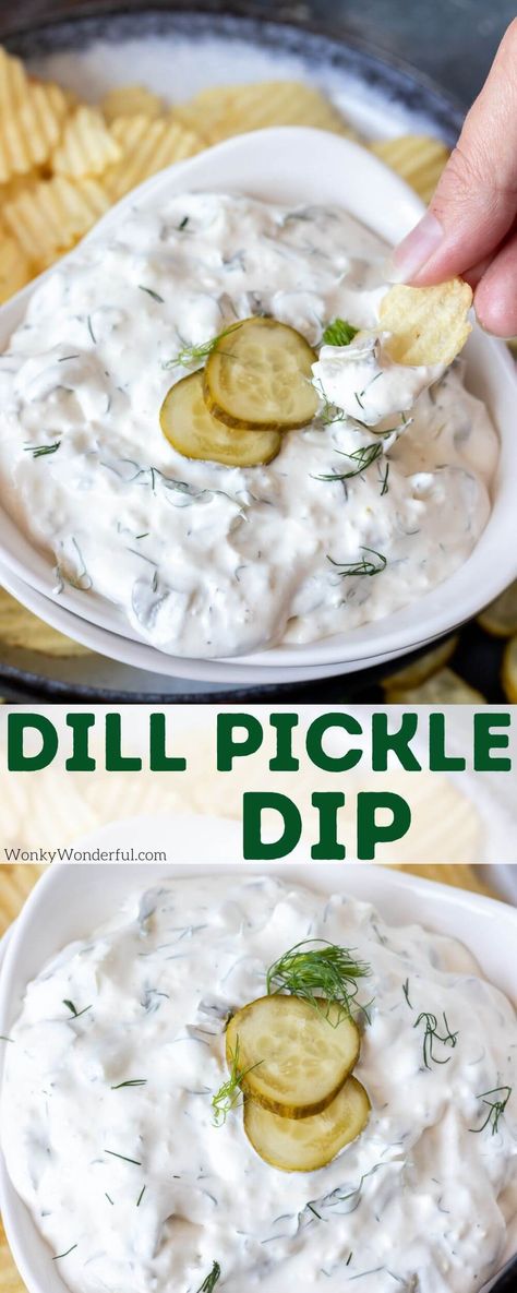 Dip For Parties, Recipes Dips, Hot Dips, Dill Pickle Dip, Chips Dip, Pickle Dip, Dill Dip, Weekend Food, Drink Party