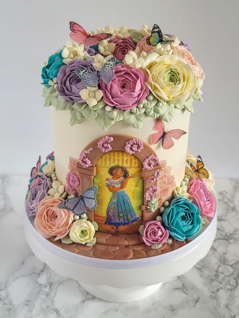 Encanto Theme, Encanto Cake, Encanto Birthday, Disney Birthday Cakes, Buttercream Flower Cake, 4th Birthday Cakes, Cake Designs Images, Disney Encanto