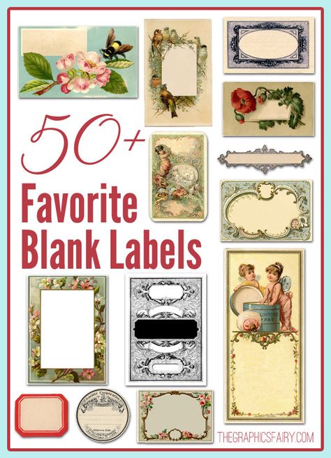 50+ Favorite Blank Labels - The Graphics Fairy Vintage Labels Printables Free, Vintage Labels Printables, Vintage Halloween Images, Apothecary Labels, French Ephemera, Etiquette Vintage, Label Image, Canning Labels, The Graphics Fairy