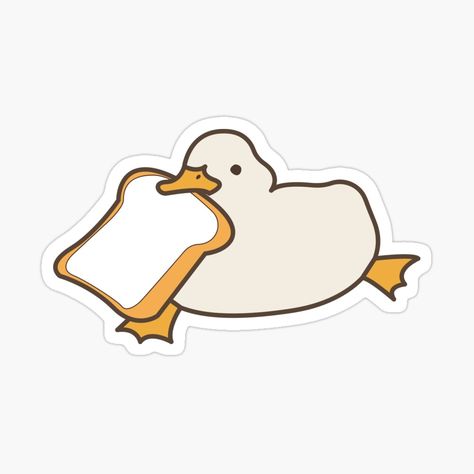 Get my art printed on awesome products. Support me at Redbubble #RBandME: https://www.redbubble.com/i/sticker/Cute-duck-with-bread-yellow-funny-kawaii-animals-by-Yulmsss/102406435.EJUG5?asc=u Duck Holding Bread Drawing, Duck Stickers Printable, Cute Duck Stickers, Cute Yellow Stickers, Sticker Ideas Funny, Duck Drawing Cute, Cool Stickers Art, Cute Duck Art, Cute Stickers Ideas