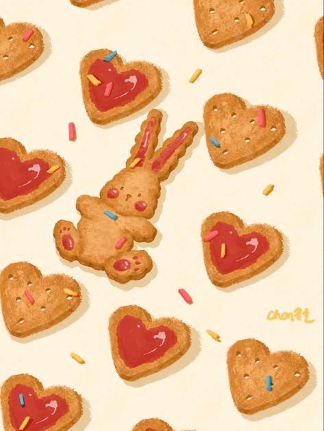 Biscuits Illustration, Book Illustration Design, 귀여운 음식 그림, Food Wall Art, Fruit Wallpaper, Food Painting, Cute Prints, Graphic Design Lessons, Cute Little Drawings