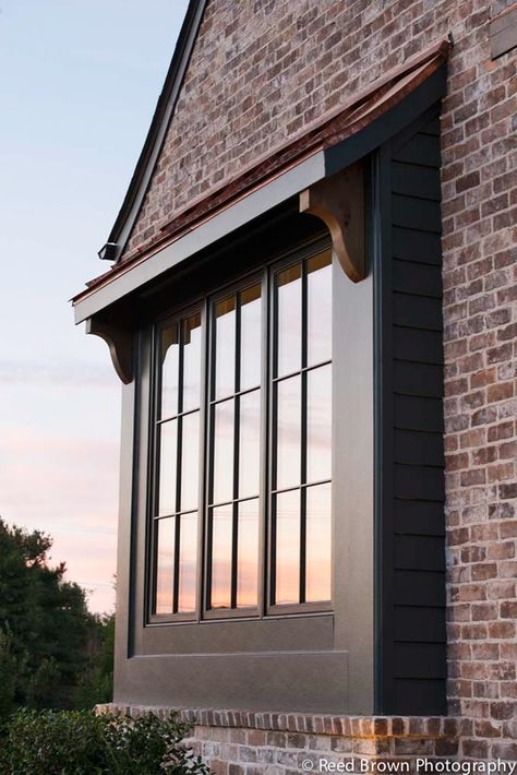 English Country Home: Nashville Parade of Homes - Southern Hospitality Bay Window Addition Exterior, French Country Windows Exterior, English Country Exterior Homes, Boxed Windows Exterior, Box Out Window Exterior, Colonial Windows Exterior, Bay Window Replacement Ideas, Bump Out Window Front Of House, Box Window Design Exterior