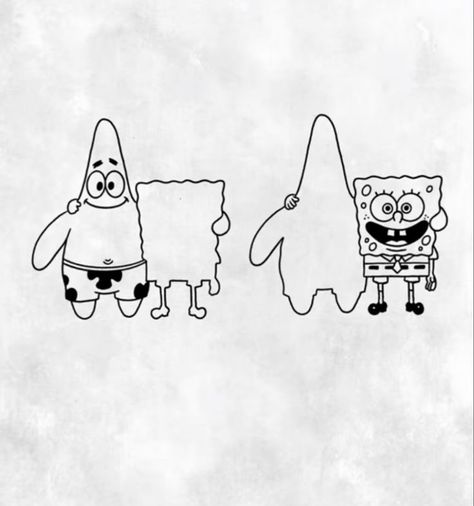 Guy Best Friends Tattoos, Matching Tattoos Cartoon, Matching Tattoos For Siblings Brother And Sister, Brother Matching Tattoos, Brother Sister Tattoo Sibling, Matching Tattoos Brother And Sister, Tattoos Cartoon, Matching Tattoos For Siblings, Spongebob Tattoo