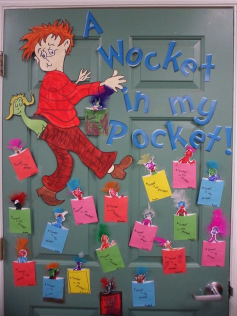 There Is A Wocket In My Pocket, Wocket In My Pocket Activity, There’s A Wocket In My Pocket Activities, Dr. Seuss Door, March Lesson Plans, March Lessons, Dr Seuss Activities, Dr Seuss Crafts, Seuss Crafts