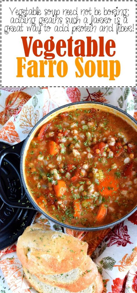 Vegetable Farro Soup - Lord Byron's Kitchen Farro Soup Vegetarian, Healthy Italian Recipes Clean Eating, Recipes With Farro, Farro Soup, Veggie Soups, Farro Recipes, Stews Recipes, Vegetable Soup Healthy, Vegan Soups