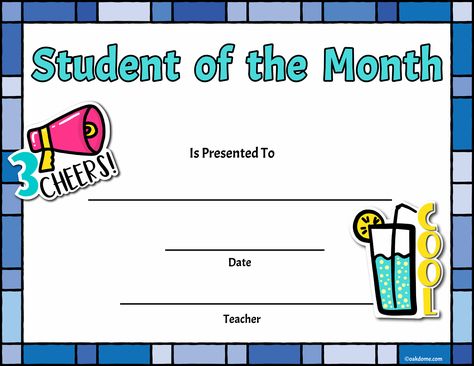 Motivation Cards For Students, Student Of The Month Ideas, Star Of The Month, School Award Certificates, Reading Certificates, Montessori Calendar, Certificate Layout, Teacher Classroom Supplies, Student Certificates