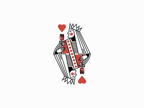 Queen If Hearts Tattoo, Queen Of Hearts Logo, Queen Of Hearts Tattoo Cards, Queen Of Diamonds Tattoo, Queen Card Tattoo, Queen Of Hearts Drawing, Queen Of Hearts Illustration, Queens Tattoo, King Of Hearts Tattoo