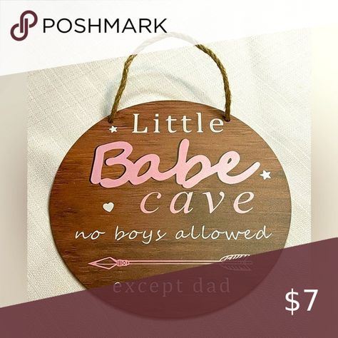 ❄️Wooden Wall Sign: Little Babe Cave, No Boys Allowed Except Dad No Boys, No Boys Allowed, Wooden Wall Signs, Babe Cave, Wooden Wall, Wooden Walls, Wall Signs, Signs, Wall