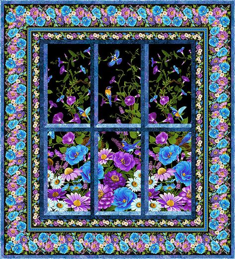 Attic Window Panel Quilt Free Pattern, Attic Window Quilt Pattern Free, Quilt Panel Patterns, Quilts With Panels, Attic Window Quilts, Analogous Color, Attic Windows, Window Quilts, Window Quilt