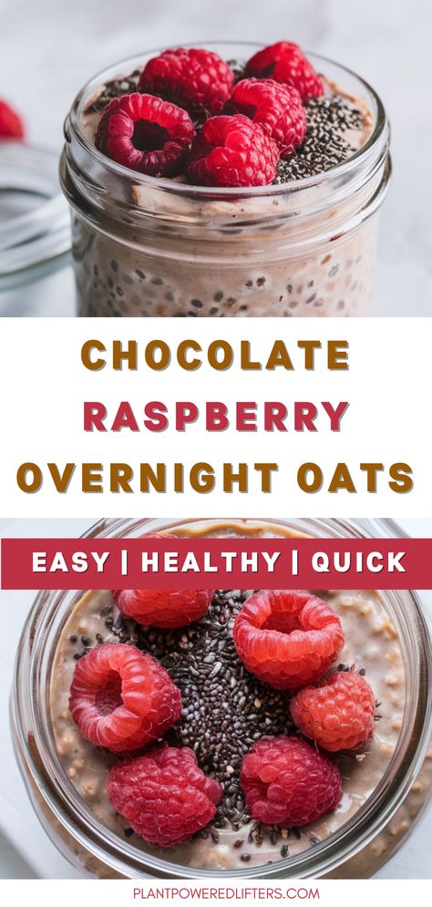 Are you looking for chocolate raspberry overnight oats? Look no further! These overnight oats are easy to make, and surprisingly healthy. Whether you're looking for easy overnight oats in a jar or vegan overnight oats, this recipe has got you covered! Over Night Oats In A Jar Recipe, Overnight Oats Raspberry, Mixed Berry Overnight Oats, Over Night Oats, Oats In A Jar, Raspberry Overnight Oats, Oatmeal In A Jar, Overnight Oats In A Jar, Night Oats