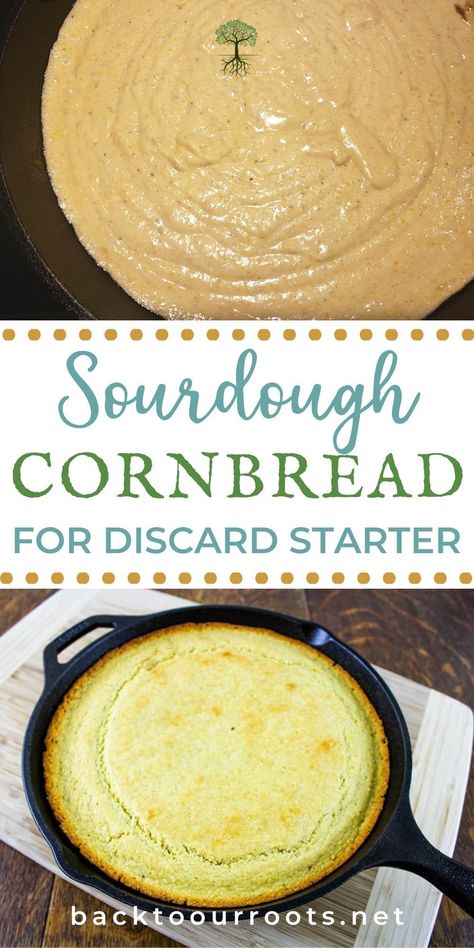 This Sourdough Cornbread recipe is perfect for using discard starter, but it's also perfectly ok to use active sourdough as well. Sourdough Cornbread Recipe, Sourdough Cornbread, Discard Bread, Dough Starter Recipe, Savory Bakes, Sourdough Ideas, Sourdough Breads, Recipe Using Sourdough Starter, Savory Breads