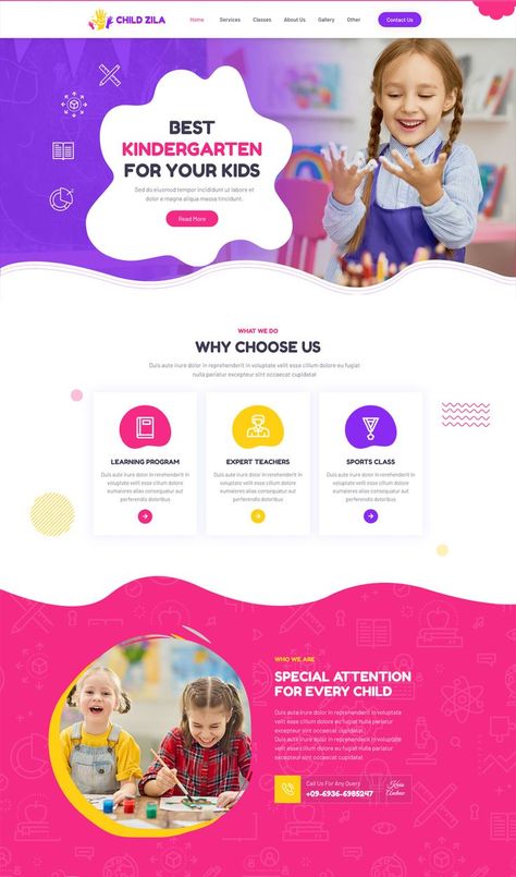 Kindergarten & Childcare Elementor Template Kit Childcare Website, Wordpress Template Design, Kids Web, Photographer Website, School Website, Create A Website, Childcare Center, Custom Website Design, Website Redesign