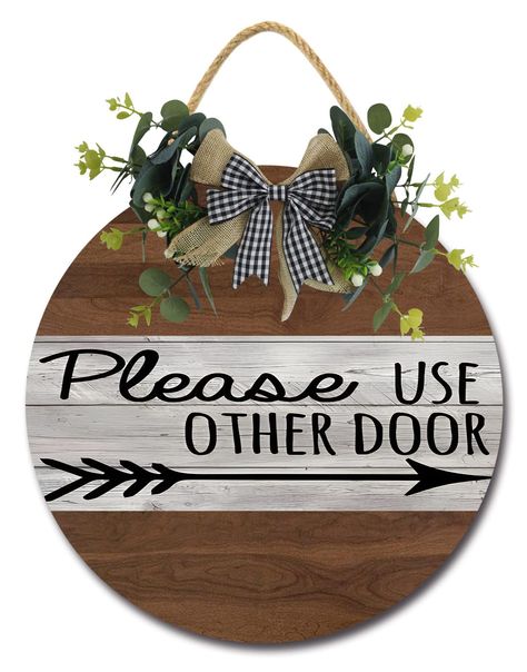 PRICES MAY VARY. * Cute Sign: Welcome people into your home with our charming wooden hello sign, let your family and friends feel warm and enthusiastic. * Farmhouse Decoration: Rustic sign with artificial green plants and beautiful bows, keep your front door seasonal and complement any other decorations. * Easy to hang: The front porch sign with a burlap ribbon hanger for ready hanging and not easy to fall off. Also the cute exquisite gift to anyone. * Widely Used: Perfectly fit to hang at the p Inside Door Decor, Spa Office, Enter Door, Door Wall Decor, Door Plaque, Front Porch Signs, Hello Sign, Wine Signs, Door Plaques