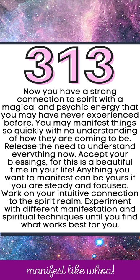 Keep seeing angel number 313 everywhere and want to know what it means for your manifestations? The law of attraction works and the angels have hidden messages for you to follow if you use them! Here's all about angel number numerology 313 and what it means for "the secret" law of attraction manifestations for love, happiness, success. You can even see what numerology 313 means to get your ex back! 313 Angel Number Meaning, Angel Number Meaning, Numerology Life Path, Angel Signs, Numerology Numbers, Angel Number Meanings, Astrology Numerology, Dream Symbols, Symbols And Meanings