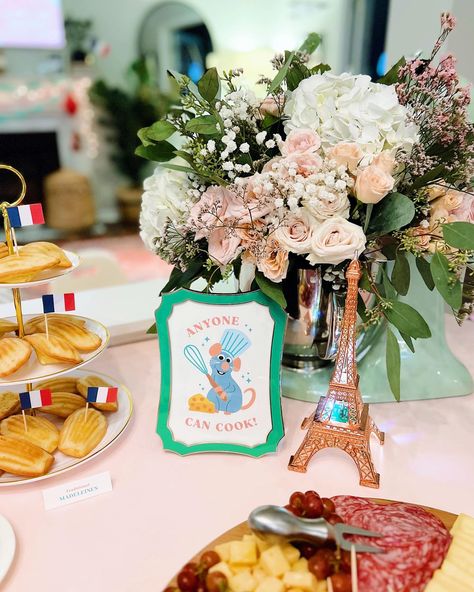 Rata-TWO-ille Themed 2nd Bithday. Remy framed art print and a Kitchenaid mixer filled with flowers #ratatouille #ratatouillebirthday #ratatouilletheme #2ndbirthday #2ndbirthdayparty #ratatouille2ndbirthday #rataTWOille Ratatouille Themed Birthday Party, Ratatouille Baby Shower Ideas, Ratatouille Party Ideas, Ratatouille Disney Birthday Party, Ratatouille Party Ideas Birthday, Ratatouille Party Decorations, Ratatouille Birthday, Ratatouille Birthday Party Ideas Decorations, Ratatouille Birthday Party Decorations