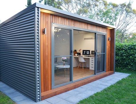 Are you considering building an office shed.  Commonly referred to as a "she shed", office sheds can make working from home an utter delight.  #officeshed #officeshedideas #officeshedbackyard #backyardoffice #backyardstudio Outdoor Office Shed, Shed Office Ideas, Garden Office Ideas, Shipping Container Office, Office Shed, Shed Office, Studio Shed, Modern Shed, Container Office