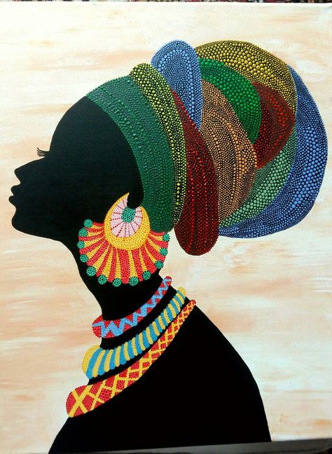 Best 11 African woman on canvas – SkillOfKing.Com Black Art Painting, Black Art, Headdress, Art Painting, Canvas, Black, Art