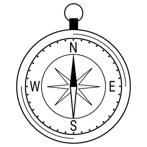 Hand drawn compass. Device for navigation. Determining the direction of the path. Doodle style. Sketch. Vector illustration Compass Pictures, Path Doodle, Compass Doodle, Compass Sketch, Compass Illustration, Assignment Ideas, Compass Drawing, Pocket Compass, Doodle Style